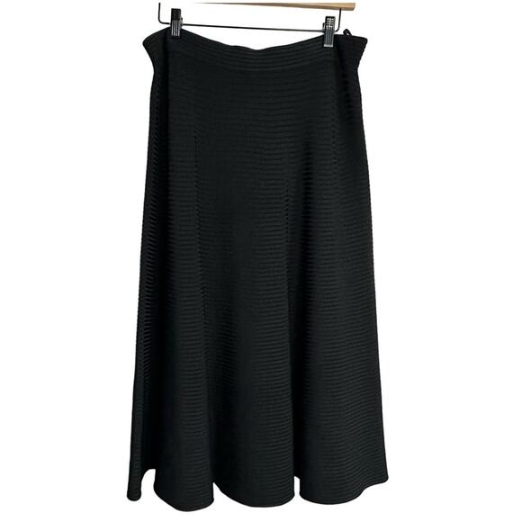 T by Alexander Wang Black Ruffle Embellished Textured Midi Skirt, Size L - Picture 2 of 7